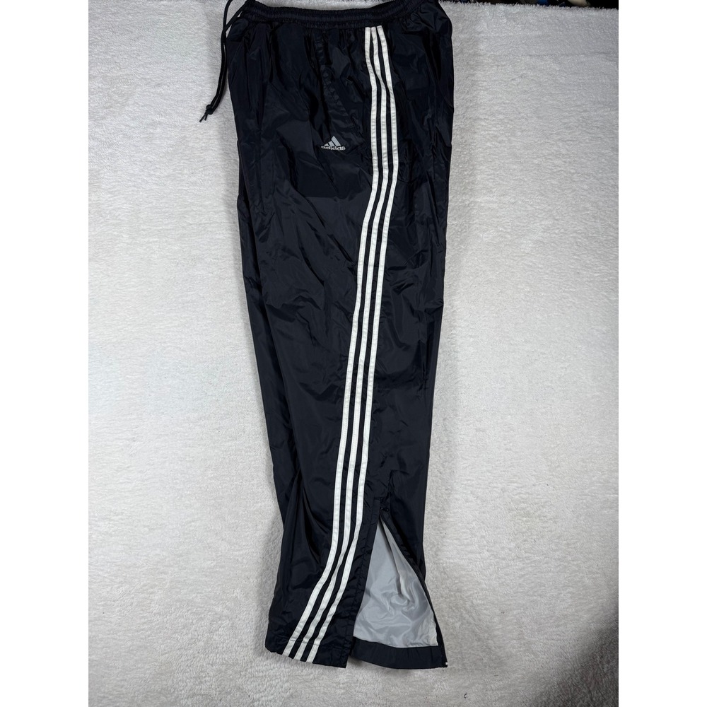 Adidas Track Pants Mens XL Black 90's Y2K Vintage 3-Stripe Nylon Wind Pants - Picture 9 of 9
